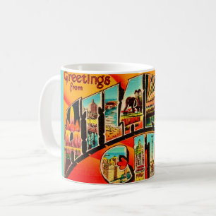 Retro Atlantic City NJ Greetings Postcard Coffee Mug