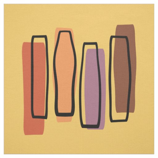 Retro Atomic Abstract Art 'Pillars' Fabric