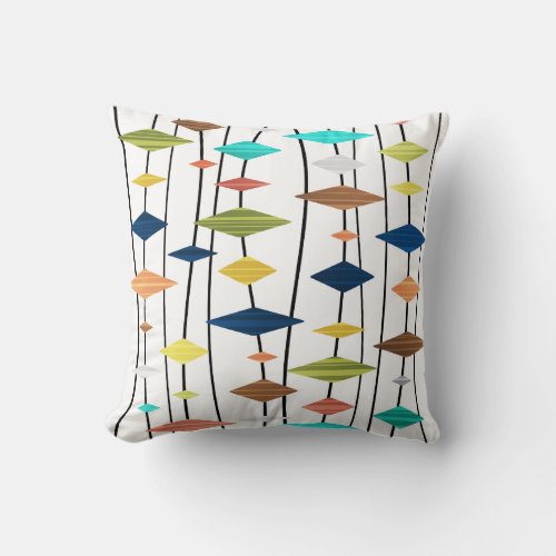 Retro Atomic Age Art Diamonds 1 Throw Pillow