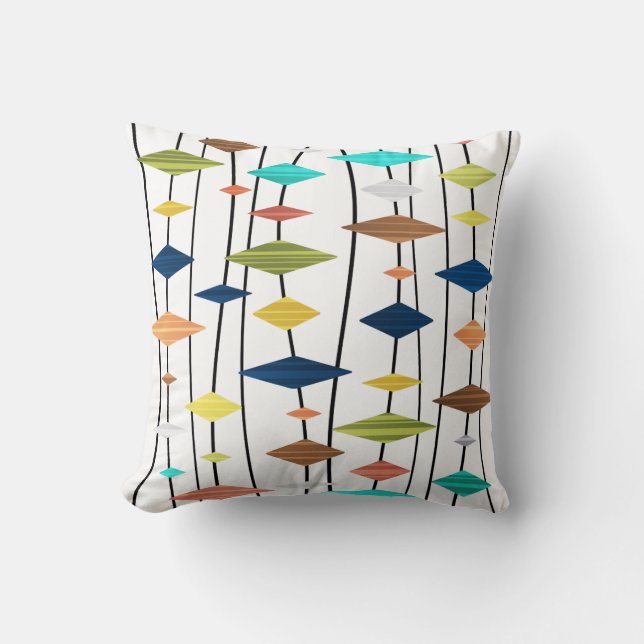 Retro Atomic Age Art Diamonds 1 Throw Pillow (Front)