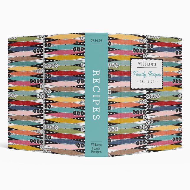 Retro Atomic Age Backgammon Family Recipe 3 Ring Binder (Background)