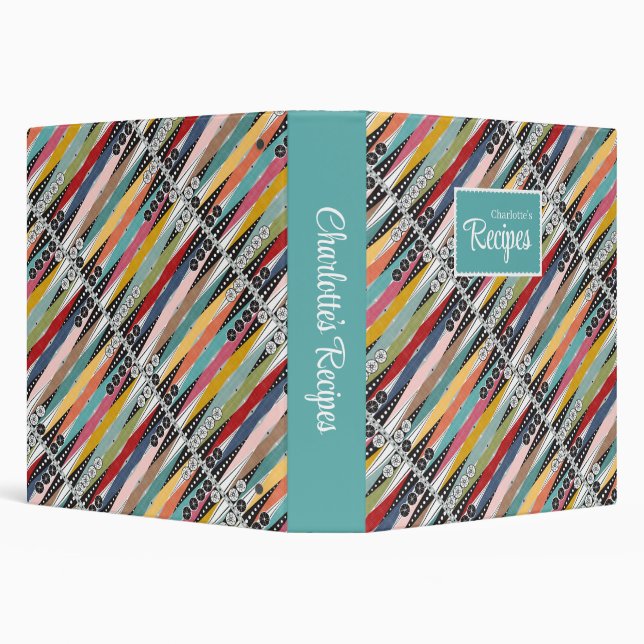 Retro Atomic Age Backgammon Recipe 3 Ring Binder (Background)