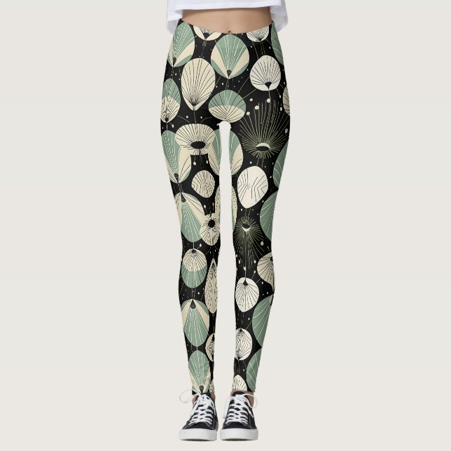 Retro Atomic Age Geometric Modern Pattern  Leggings (Front)