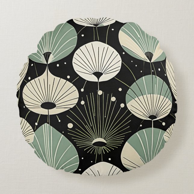 Retro Atomic Age Geometric Modern Pattern  Round Pillow (Front)