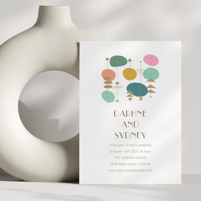 Retro Atomic Age Mid Century Modern Chic Wedding Invitation (Creator Uploaded)