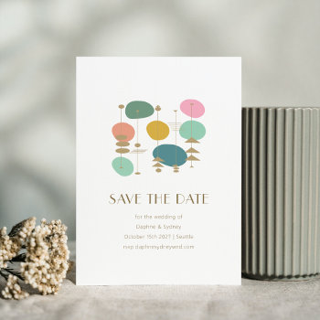 Retro Atomic Age Mid Century Modern Chic Wedding Save The Date by JuneJournal at Zazzle