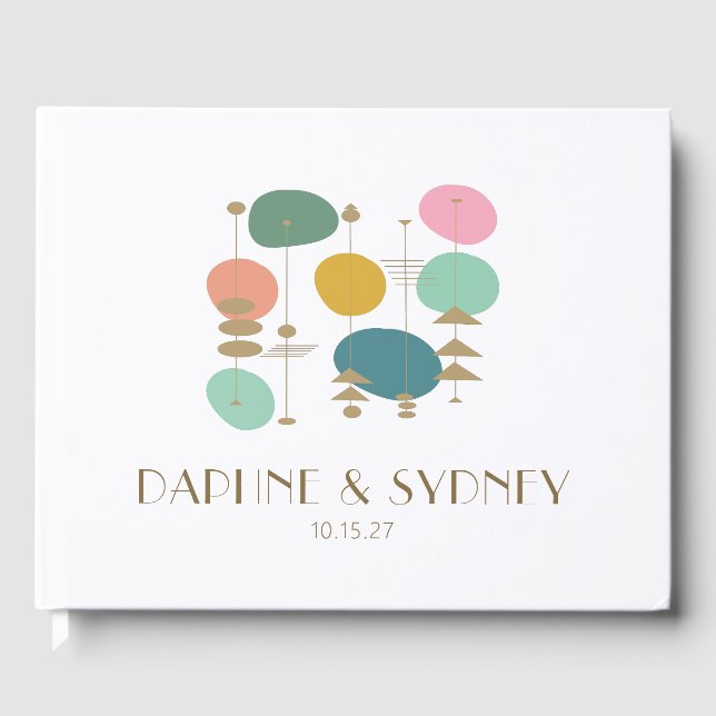 Retro Atomic Age Mid Century Modern Custom Wedding Guest Book (Front)