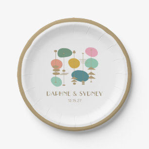 Retro Atomic Age Mid Century Modern Custom Wedding Paper Plates