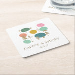Retro Atomic Age Mid Century Modern Custom Wedding Square Paper Coaster<br><div class="desc">Retro Atomic Age Mid Century Modern Custom Wedding Square Paper Coaster</div>
