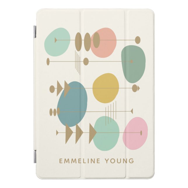 Retro Atomic Age Mid Mod Geometric Personalized iPad Pro Cover (Front)