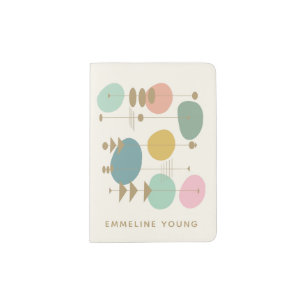 Retro Atomic Age Mid Mod Geometric Personalized Passport Holder