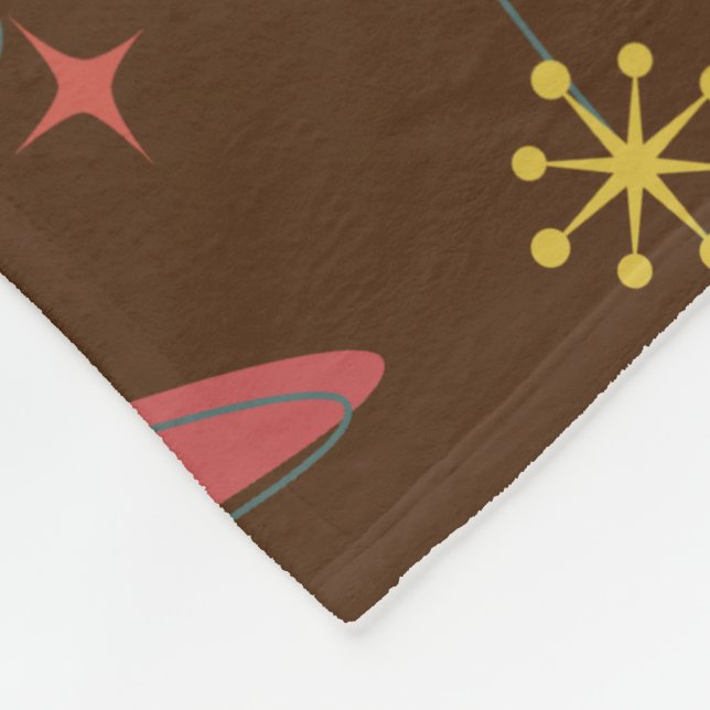 Retro Atomic Age Pattern Fleece Blanket (Corner)