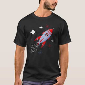 Retro Atomic Age Red Vintage Rocket T-Shirt