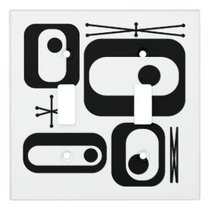 Retro Atomic Age Shapes Black White Light Switch Cover