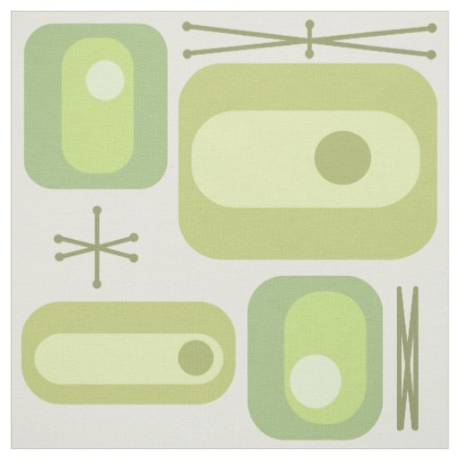 Retro Atomic Age Shapes Chartreuse Fabric
