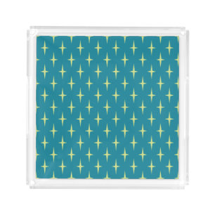 Retro Atomic Age Star Pattern Acrylic Tray