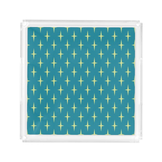Retro Atomic Age Star Pattern Acrylic Tray (Front)