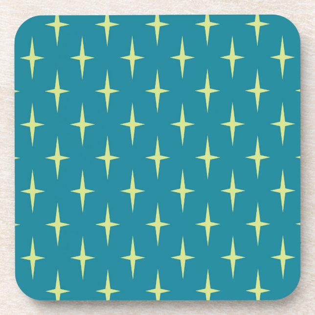 Retro Atomic Age Star Pattern Beverage Coaster (Front)