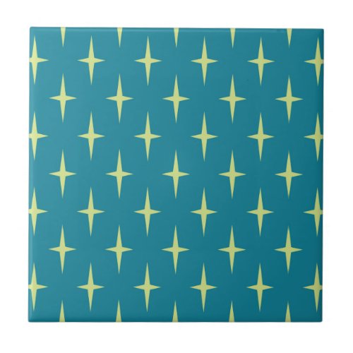 Retro Atomic Age Star Pattern Ceramic Tile