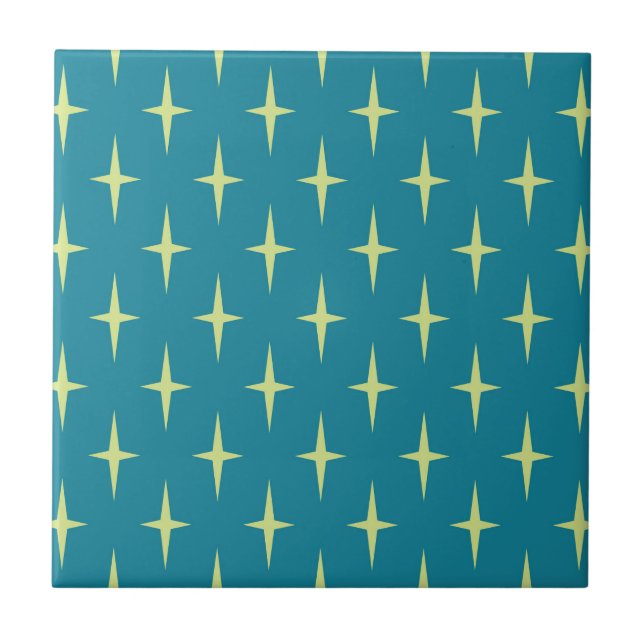 Retro Atomic Age Star Pattern Ceramic Tile (Front)