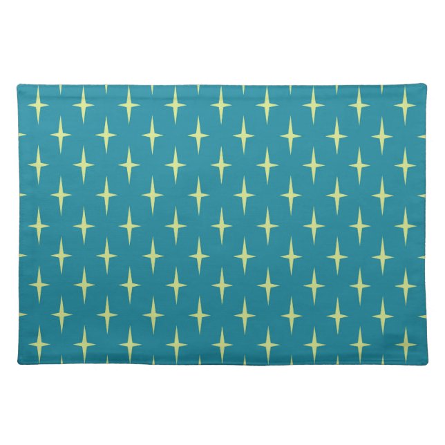Retro Atomic Age Star Pattern Cloth Placemat (Front)