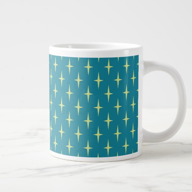 Retro Atomic Age Star Pattern Giant Coffee Mug (Right)