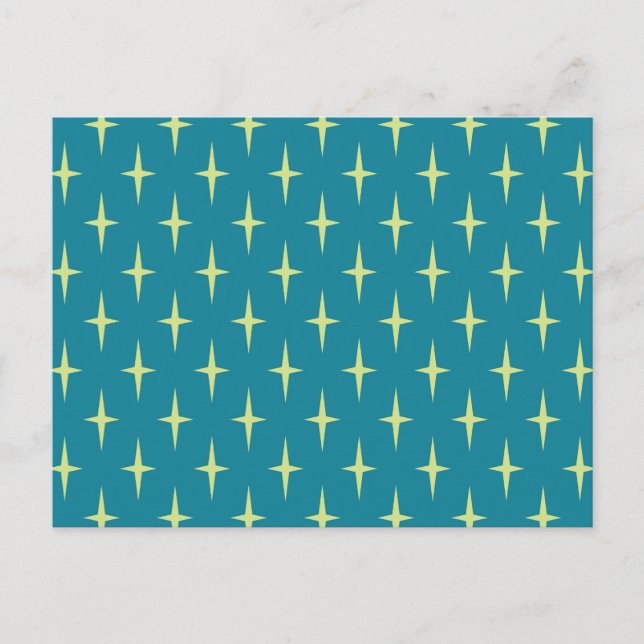 Retro Atomic Age Star Pattern Holiday Postcard (Front)