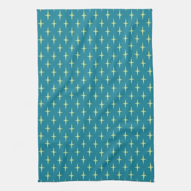 Retro Atomic Age Star Pattern Kitchen Towel (Vertical)