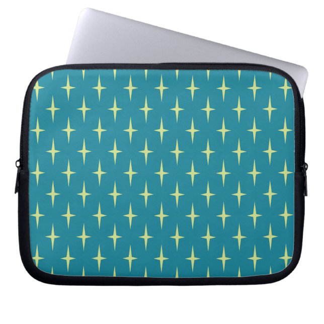 Retro Atomic Age Star Pattern Laptop Sleeve (Front)
