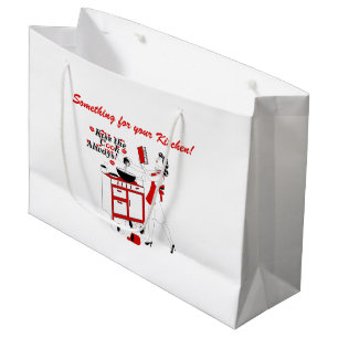 Retro Atomic Always Kiss the Cook Kitchen Large Gift Bag