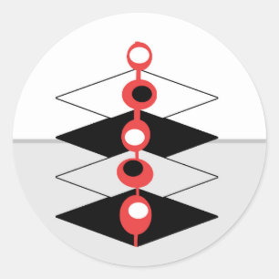 Retro Atomic Art Baubles & Geometric Planes Classic Round Sticker