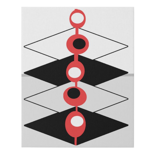 Retro Atomic Art Baubles & Planes Faux Canvas Print (Front)