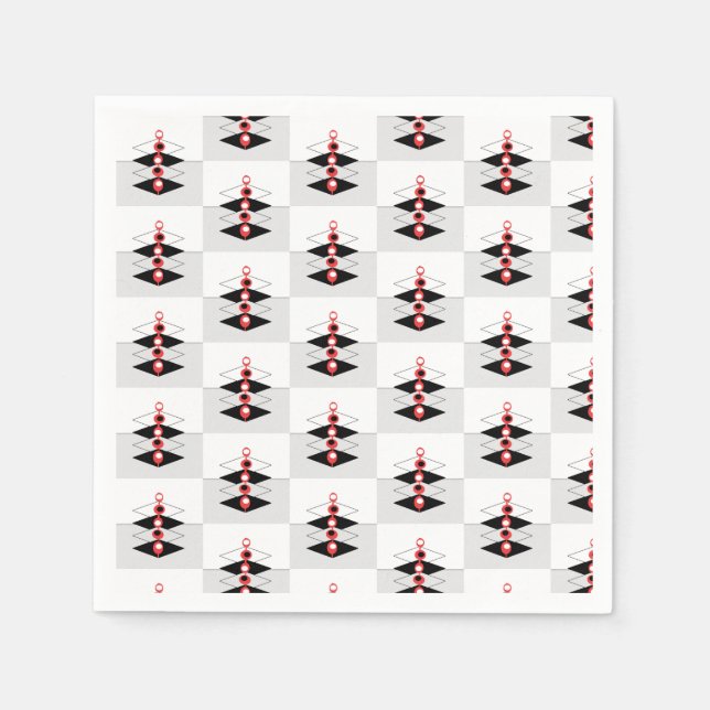 Retro Atomic Art Baubles & Planes Napkins (Front)