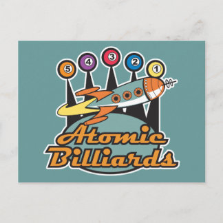 retro atomic billiards sign postcard