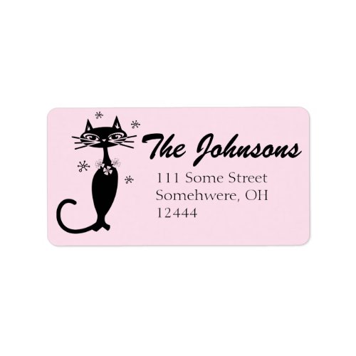 Retro Atomic Black Cat Personalized Address Labels