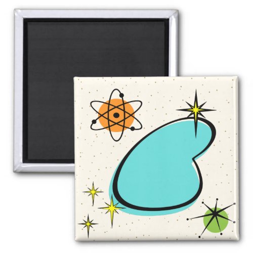  Retro Atomic Boomerang 2 Inch Square Magnet