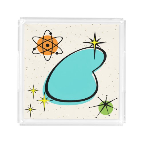 Retro Atomic Boomerang and Starbursts Acrylic Tray