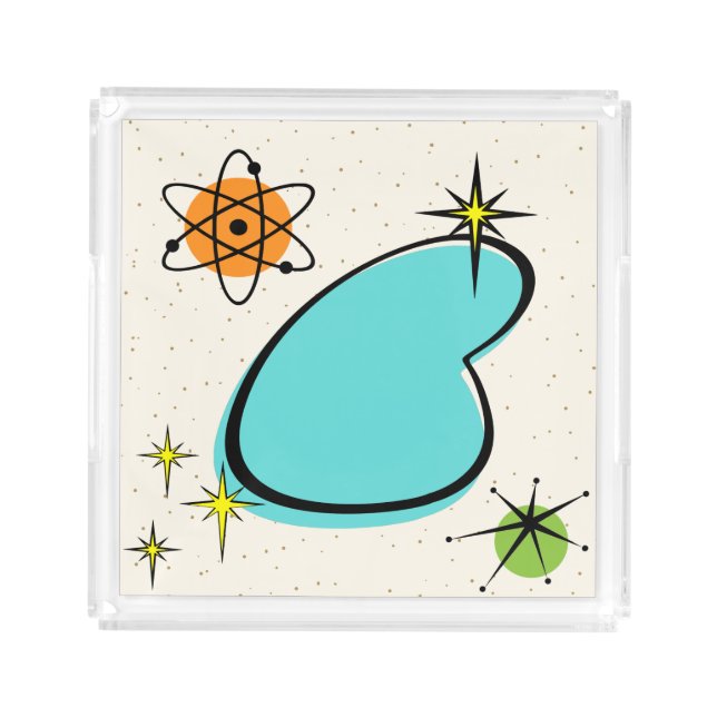Retro Atomic Boomerang and Starbursts Acrylic Tray (Front)