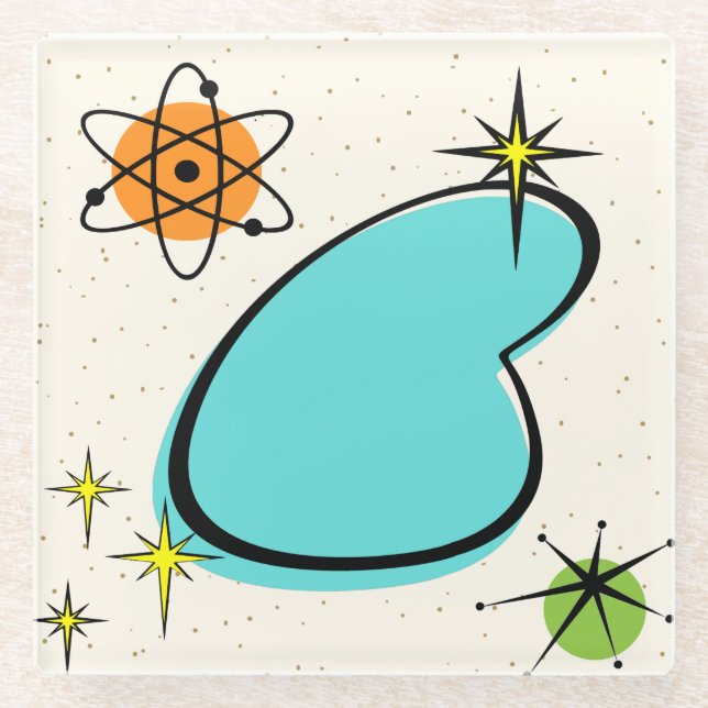 Retro Atomic Boomerang and Starbursts Coaster (Front)