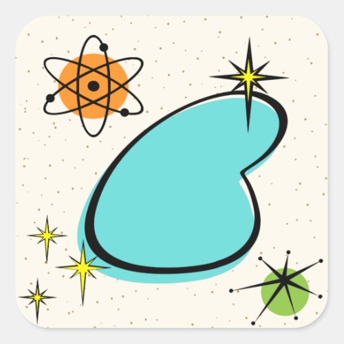 Retro Atomic Boomerang and Starbursts Sticker