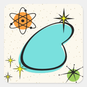 Retro Atomic Boomerang and Starbursts Sticker