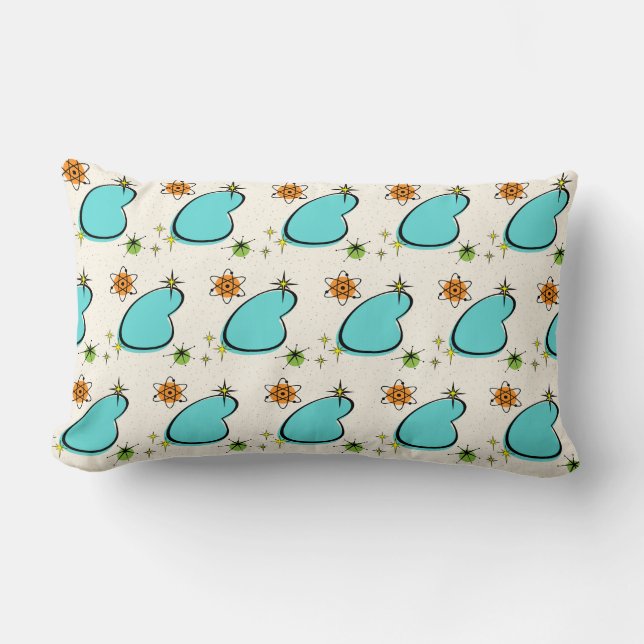 Retro Atomic Boomerang and Starbursts Throw Pillow (Front)