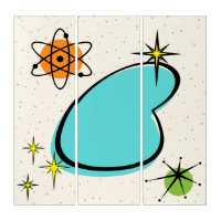 Retro Atomic Boomerang and Starbursts Triptych