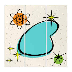 Retro Atomic Boomerang and Starbursts Triptych