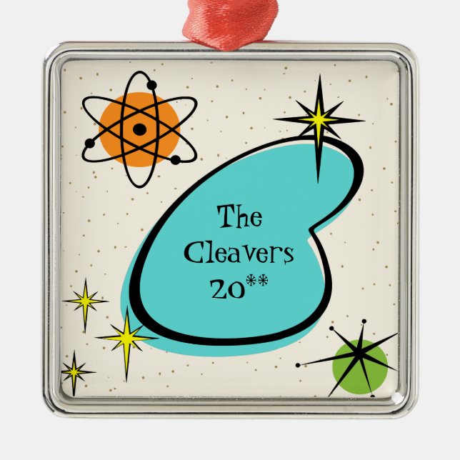 Retro Atomic Boomerang Ceramic Ornament (Front)