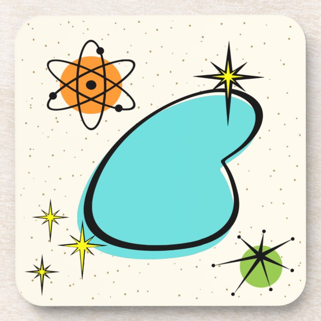 Retro Atomic Boomerang Hard plastic coaster (Front)