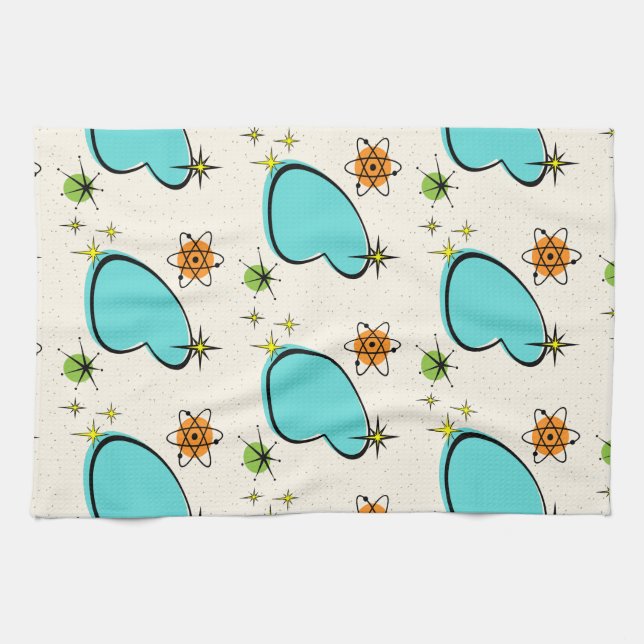 Retro Atomic Boomerang Kitchen Towels (Horizontal)