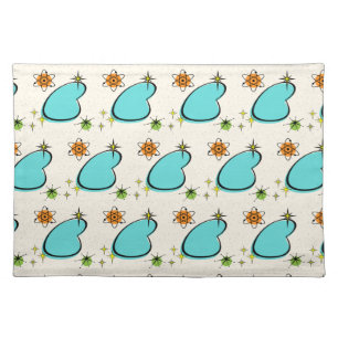 Retro Atomic Boomerang & Starburst Cloth Placemat