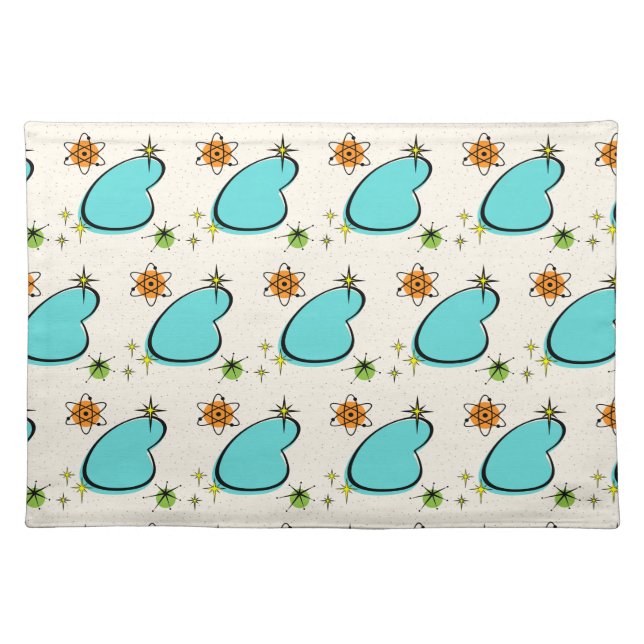 Retro Atomic Boomerang & Starburst Cloth Placemat (Front)