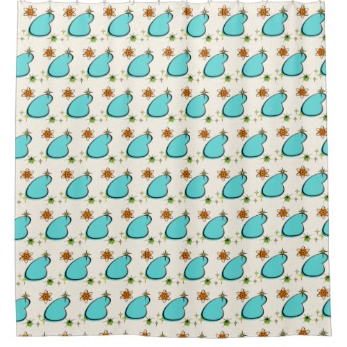 Retro Atomic Boomerang   Starburst Shower Curtain